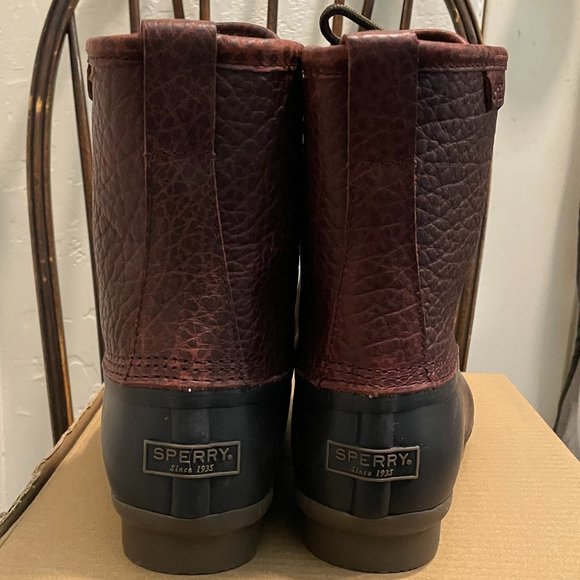 Sperry SALTWATER Amaretto Black Leather Duck Boots New Men's Shoes - Picture 6 of 11